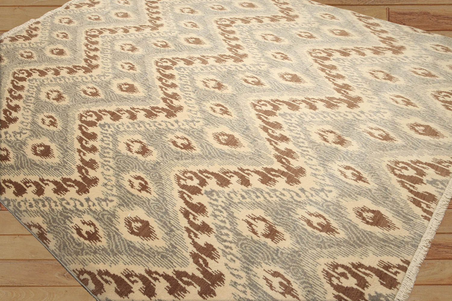 8x10 Beige, Brown, Gray Color Hand Knotted All-Over 100% Wool Modern Oriental Rug