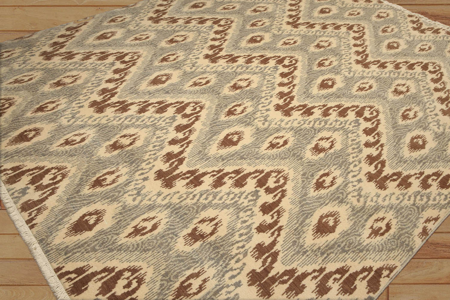 8x10 Beige, Brown, Gray Color Hand Knotted All-Over 100% Wool Modern Oriental Rug