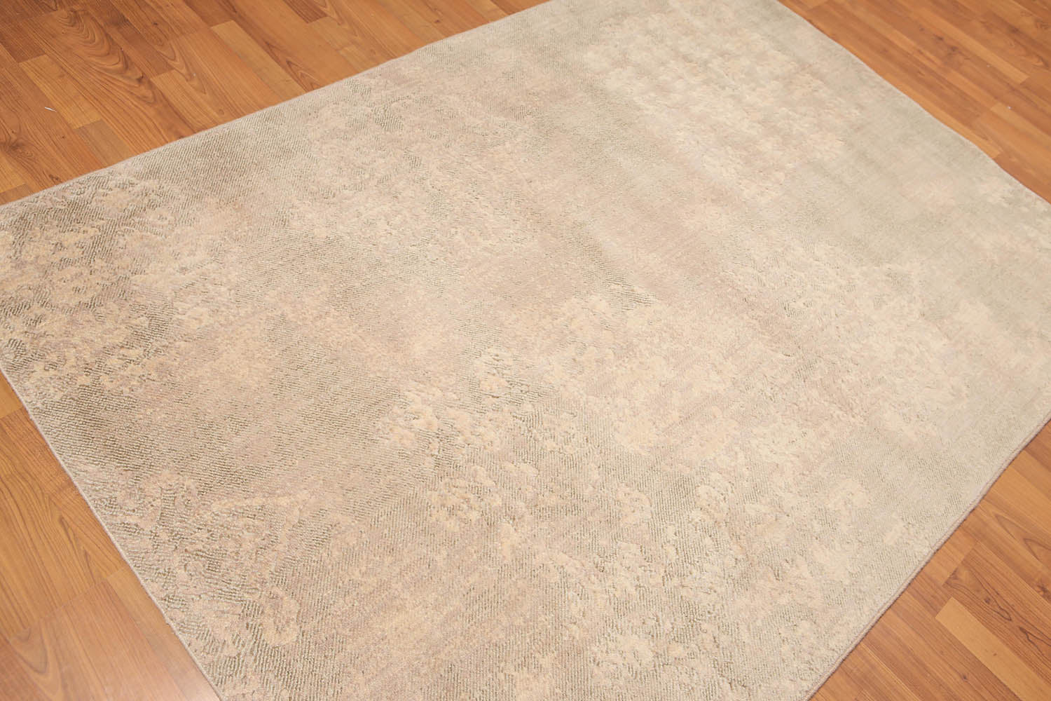 5x7 Beige, Tan, Light Brown Color Hand Knotted All-Over 100% Wool Modern Oriental Rug