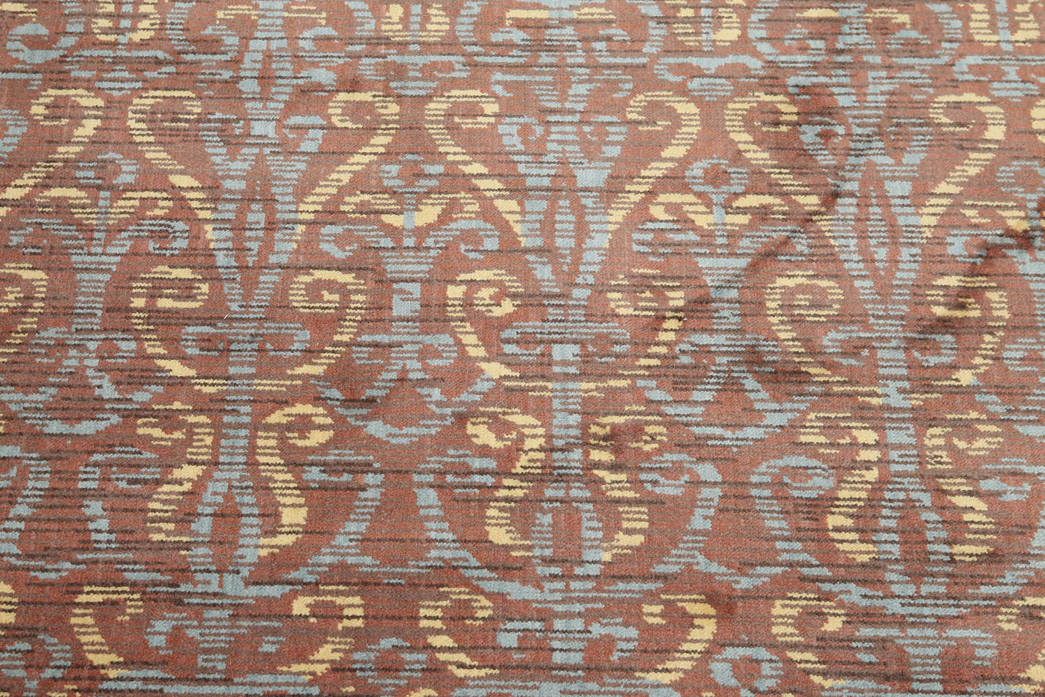 5x7 Brown, Blue, Light Gold Color Hand Knotted All-Over 100% Wool Transitional Oriental Rug