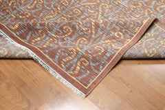 5x7 Brown, Blue, Light Gold Color Hand Knotted All-Over 100% Wool Transitional Oriental Rug