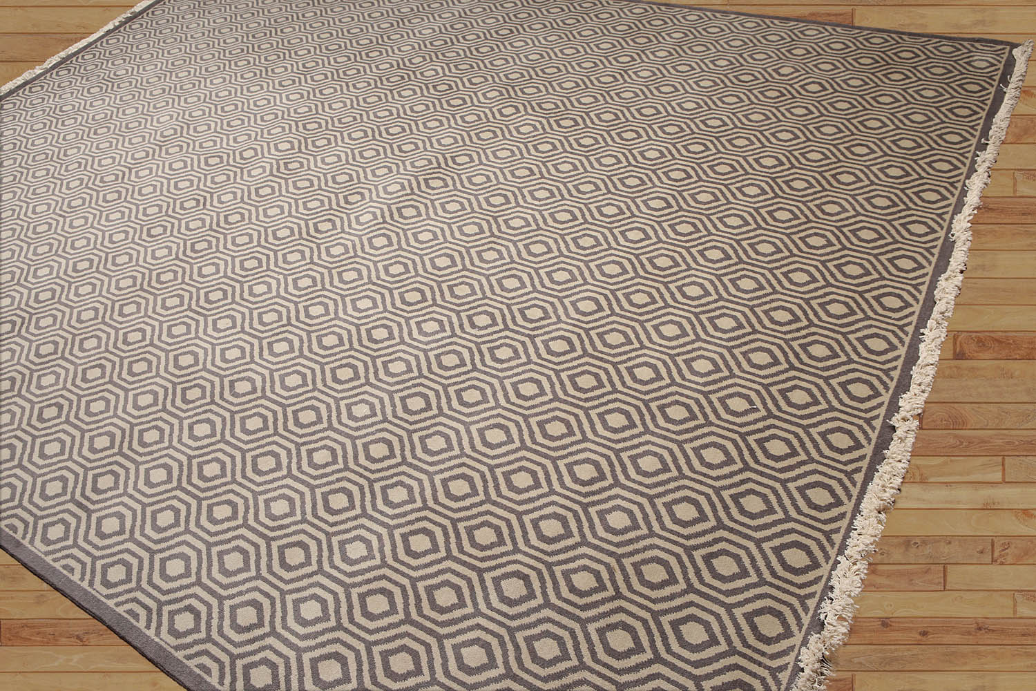 9x12 Gray, dark Grey, Color Hand Knotted All-Over 100% Wool Contemporary Oriental Rug