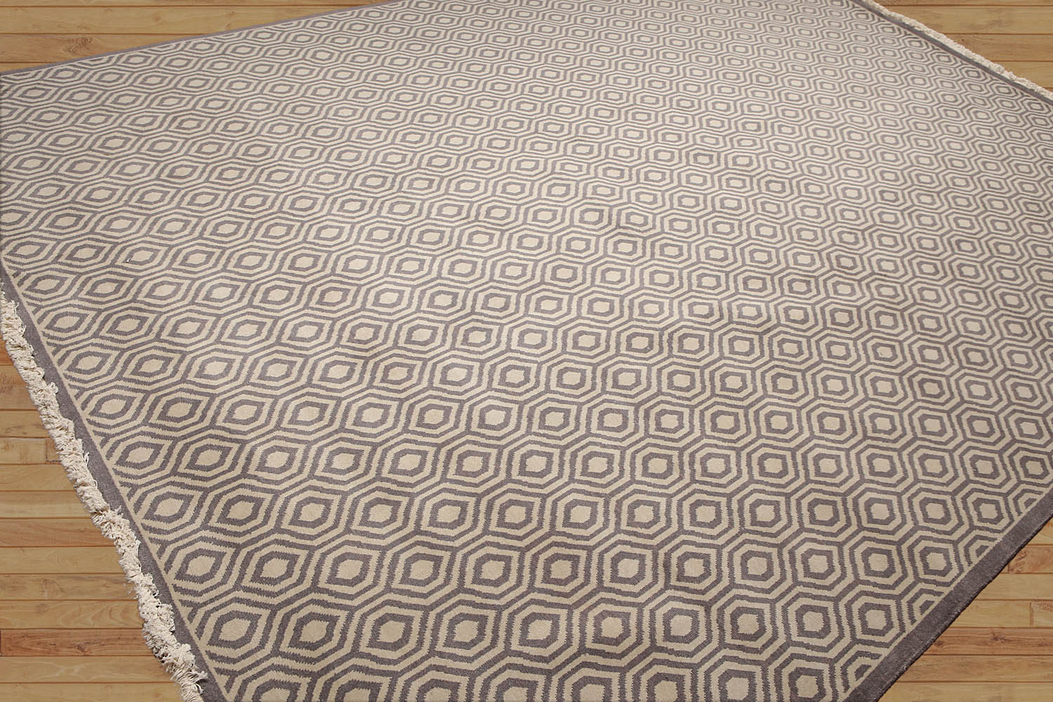 9x12 Gray, dark Grey, Color Hand Knotted All-Over 100% Wool Contemporary Oriental Rug