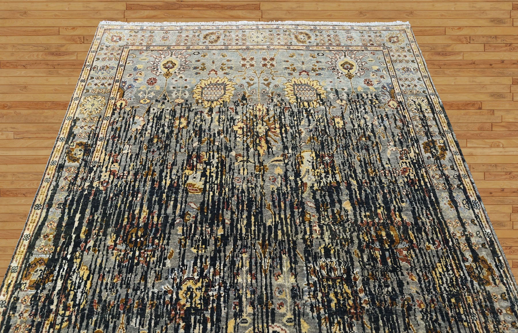 Slate, Charcoal 5'10''x8'7'' Oushak Modern Hand Knotted Wool Oriental Area Rug