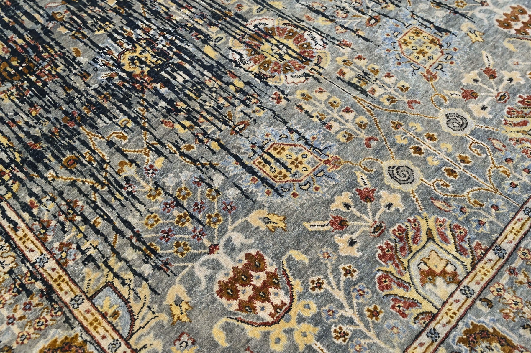 Slate, Charcoal 5'10''x8'7'' Oushak Modern Hand Knotted Wool Oriental Area Rug