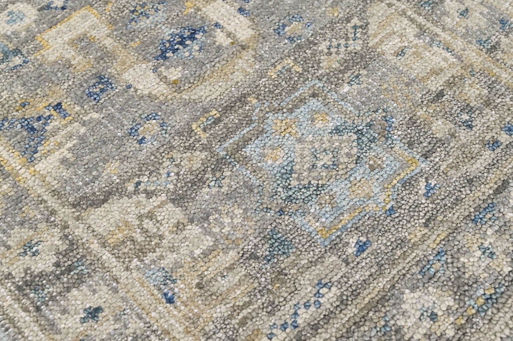 Slate 2'6''x8'10'' Oushak Transitional Hand Knotted Wool Oriental Area Rug