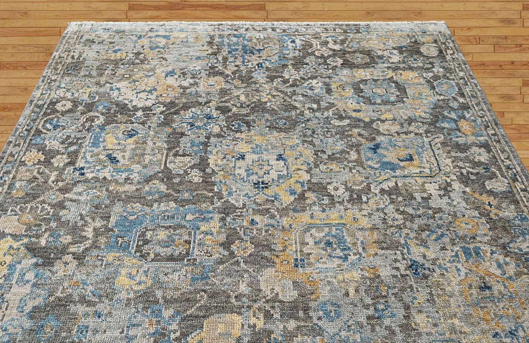 Gray 7'11''x9'9'' Oushak Transitional Hand Knotted Wool Oriental Area Rug