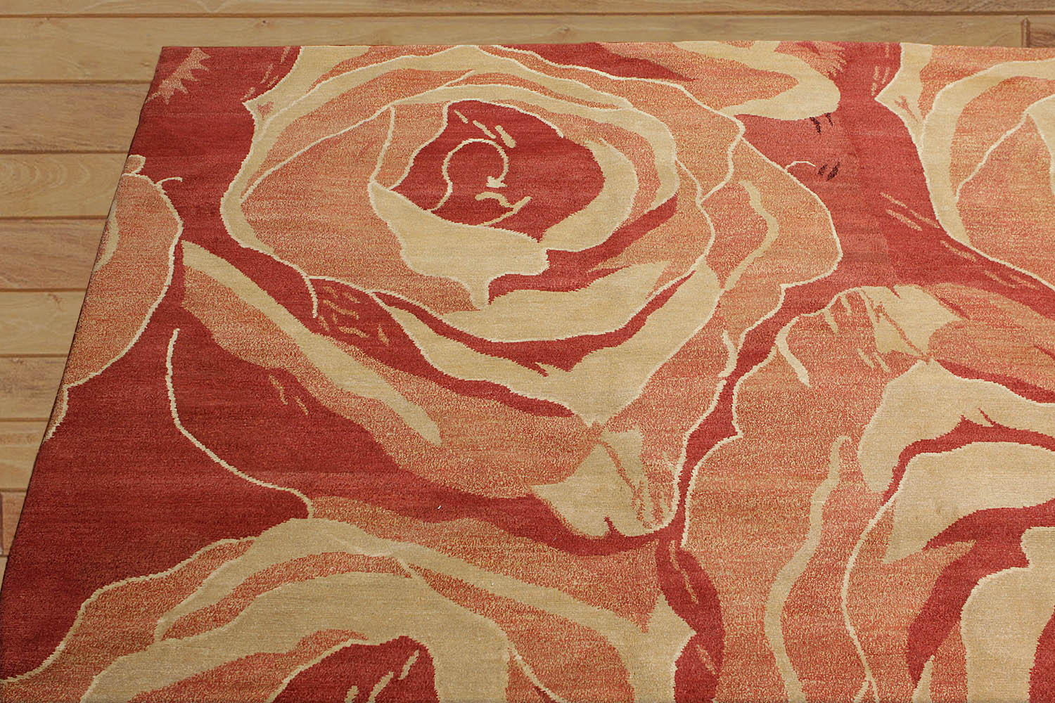 8x10 Red, Gold, Rust Color Hand Knotted Floral Wool & Silk Modern Oriental Rug