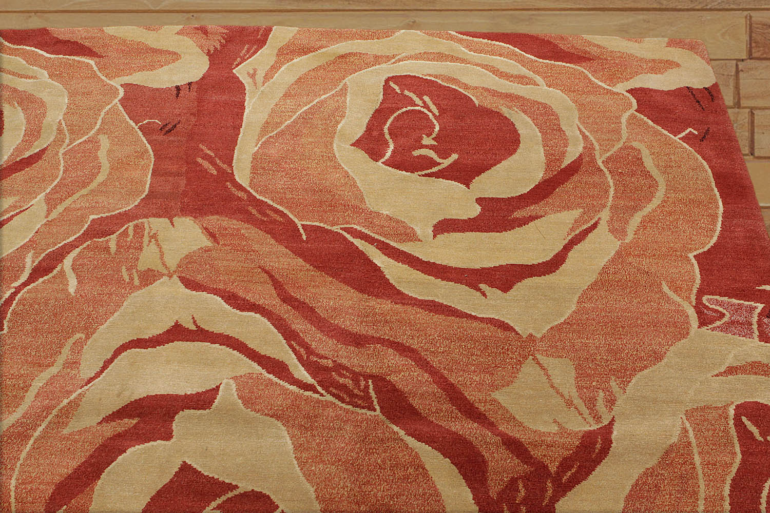 8x10 Red, Gold, Rust Color Hand Knotted Floral Wool & Silk Modern Oriental Rug