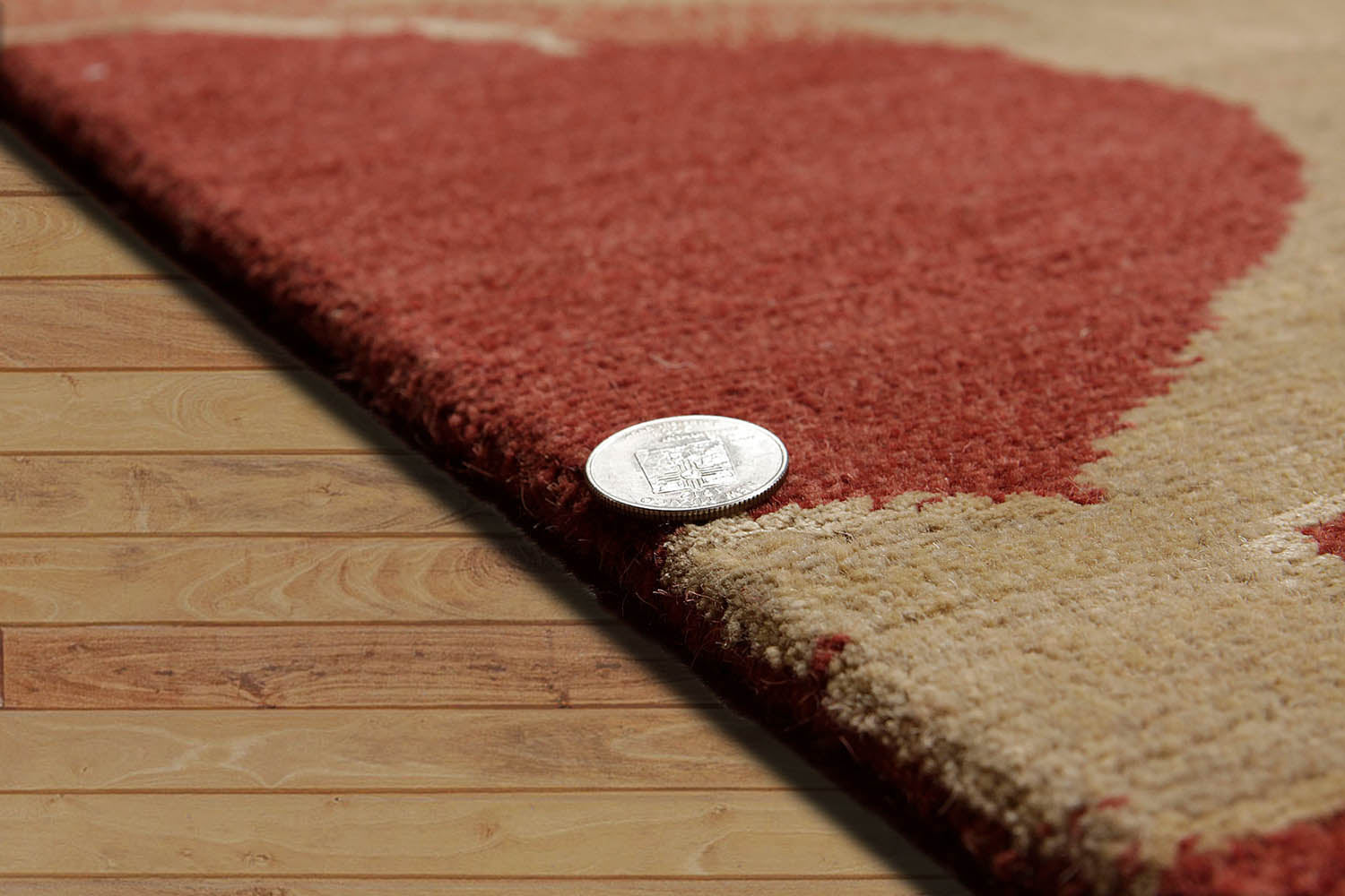 8x10 Red, Gold, Rust Color Hand Knotted Floral Wool & Silk Modern Oriental Rug