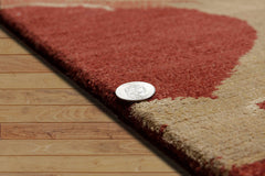 8x10 Red, Gold, Rust Color Hand Knotted Floral Wool & Silk Modern Oriental Rug