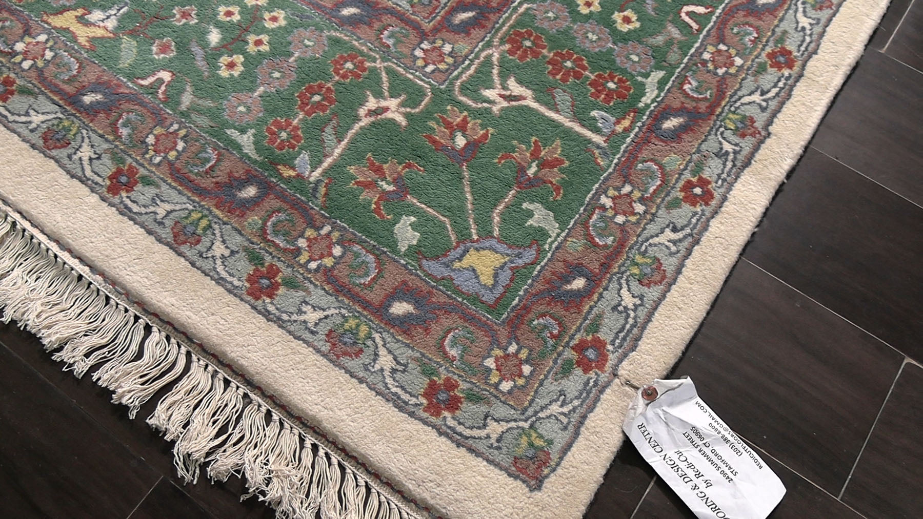 8x10 Ivory, Green, Taupe Color Hand Knotted Kashan New Zealand Wool Traditional Oriental Rug