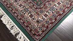 6x9 Turquoise, Ivory, Burgundy Color Hand Knotted Herati Wool Traditional Oriental Rug