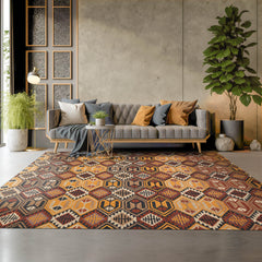 Multi Size Gold Rust Charcoal Color Hand Tufted All-Over 100% Wool Modern Oriental Rug