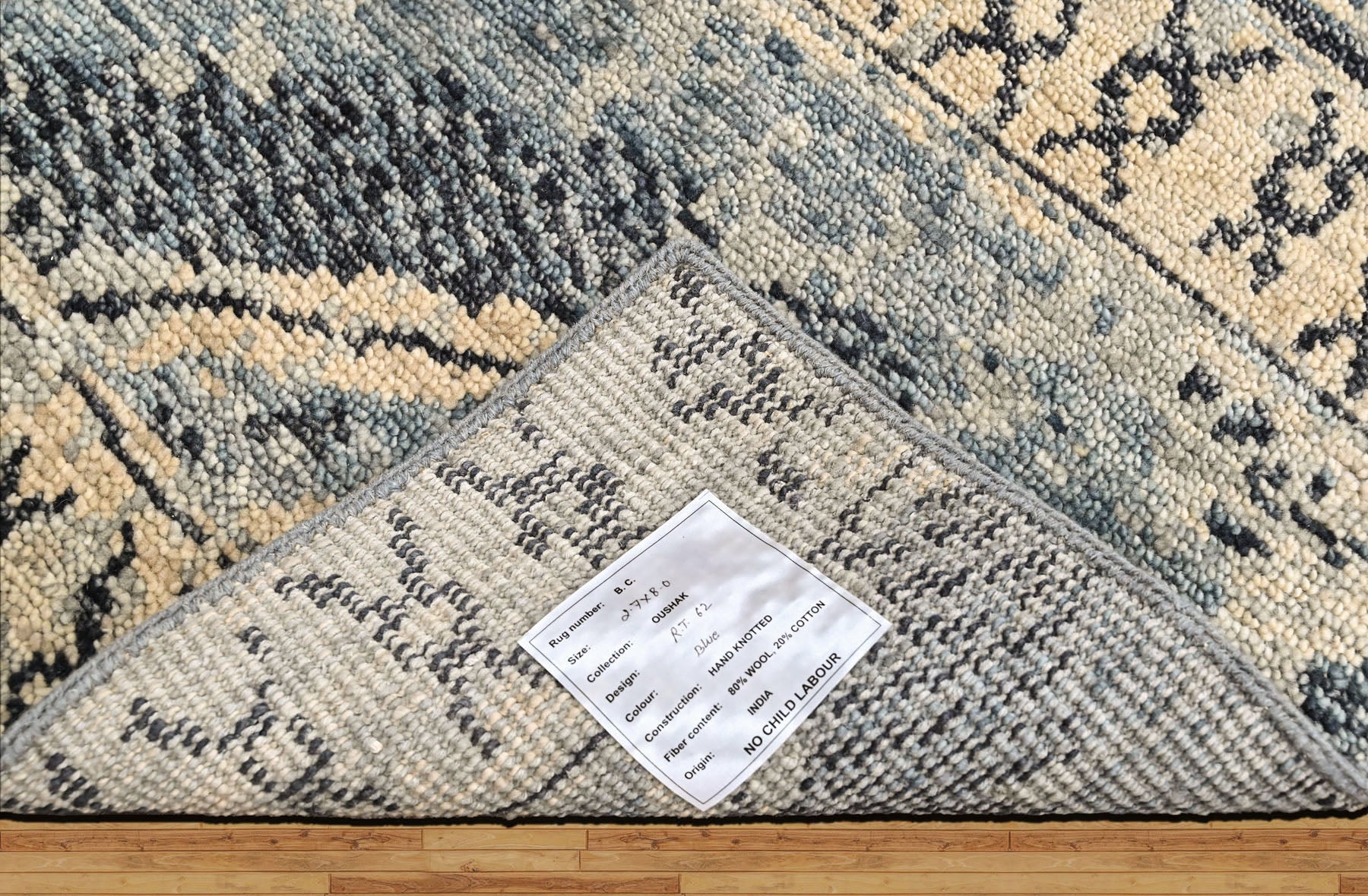 Blue Multi Size Tribal Moroccan Hand Knotted Wool Oriental Area Rug