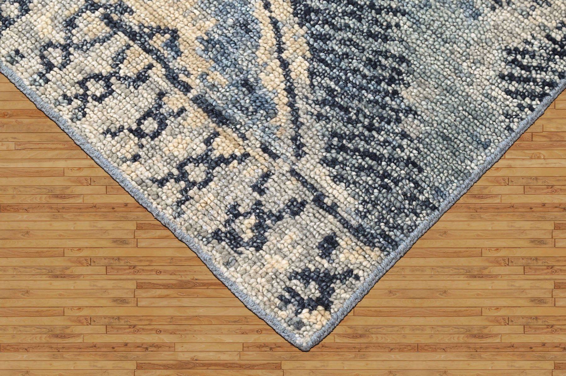 Blue Multi Size Tribal Moroccan Hand Knotted Wool Oriental Area Rug