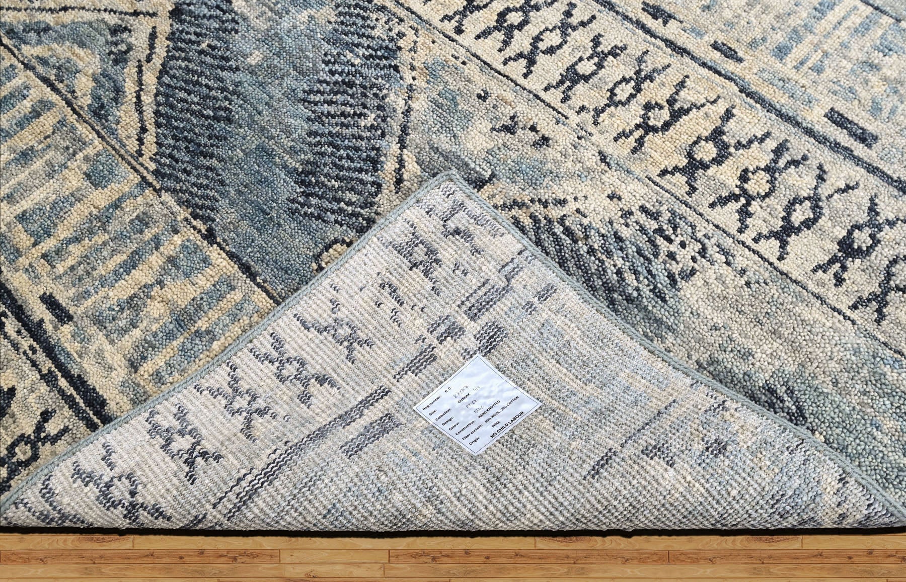 Blue Multi Size Tribal Moroccan Hand Knotted Wool Oriental Area Rug