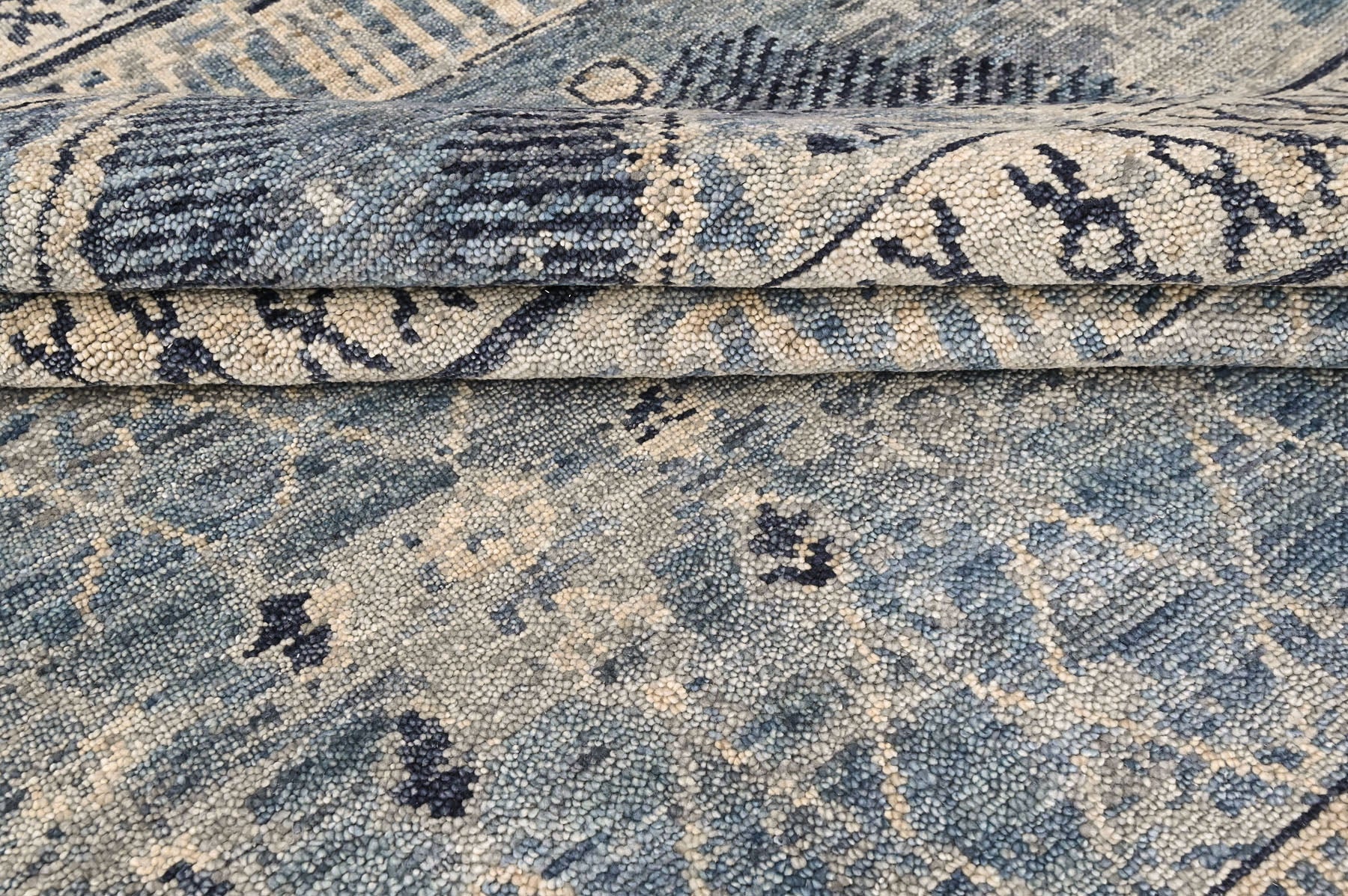 Blue Multi Size Tribal Moroccan Hand Knotted Wool Oriental Area Rug