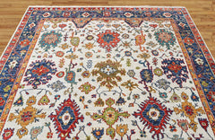 Beige, Blue 8'10''x12'1'' Oushak Arts and Crafts Hand Knotted Wool Oriental Area Rug