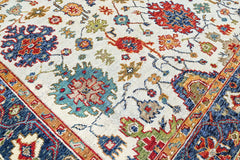 Beige, Blue 8'10''x12'1'' Oushak Arts and Crafts Hand Knotted Wool Oriental Area Rug