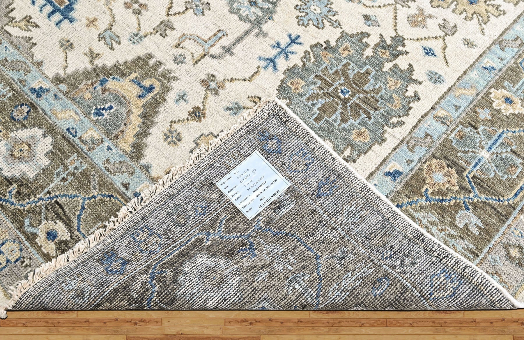 Beige, Gray 8'11''x12 Oushak Transitional Hand Knotted Wool Oriental Area Rug