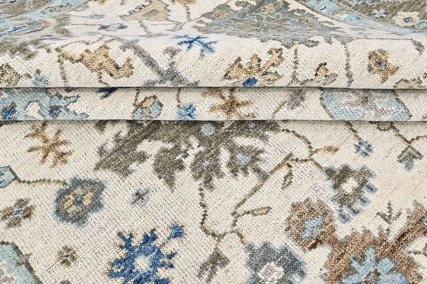 Beige, Gray 8'11''x12 Oushak Transitional Hand Knotted Wool Oriental Area Rug