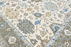 Beige, Gray 8'11''x12 Oushak Transitional Hand Knotted Wool Oriental Area Rug