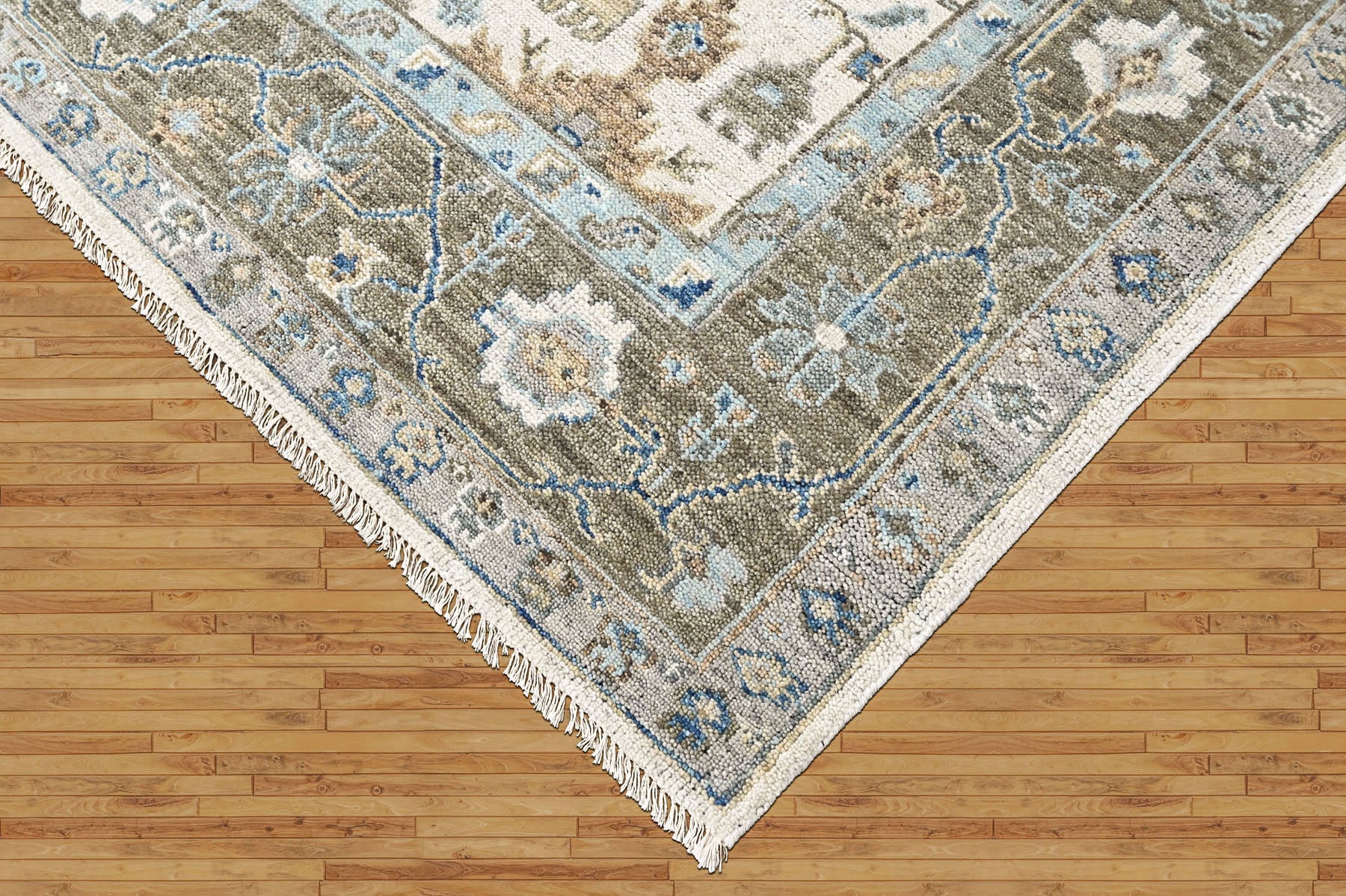 Beige, Gray 8'11''x12 Oushak Transitional Hand Knotted Wool Oriental Area Rug