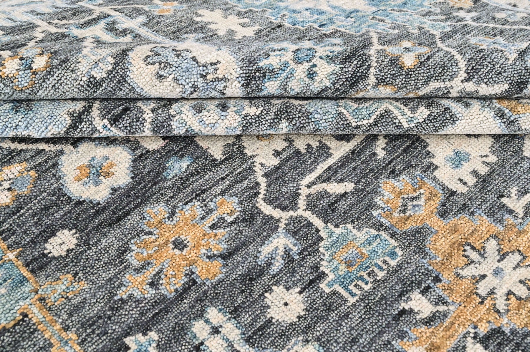 Gray, Beige 9'2''x11'11'' Oushak Transitional Hand Knotted Wool Oriental Area Rug