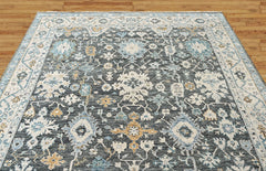 Gray, Beige 9'2''x11'11'' Oushak Transitional Hand Knotted Wool Oriental Area Rug