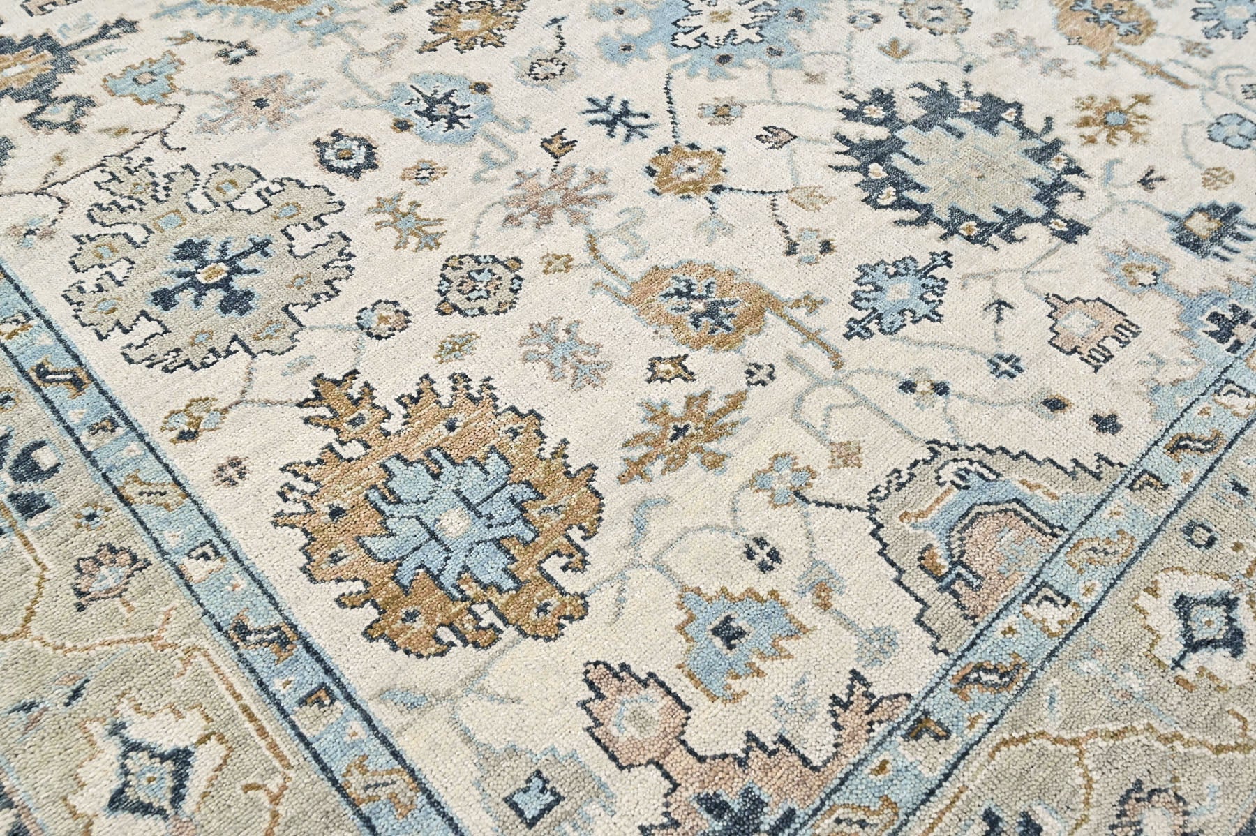 Beige 9x11'11'' Oushak Transitional Hand Knotted Wool Oriental Area Rug