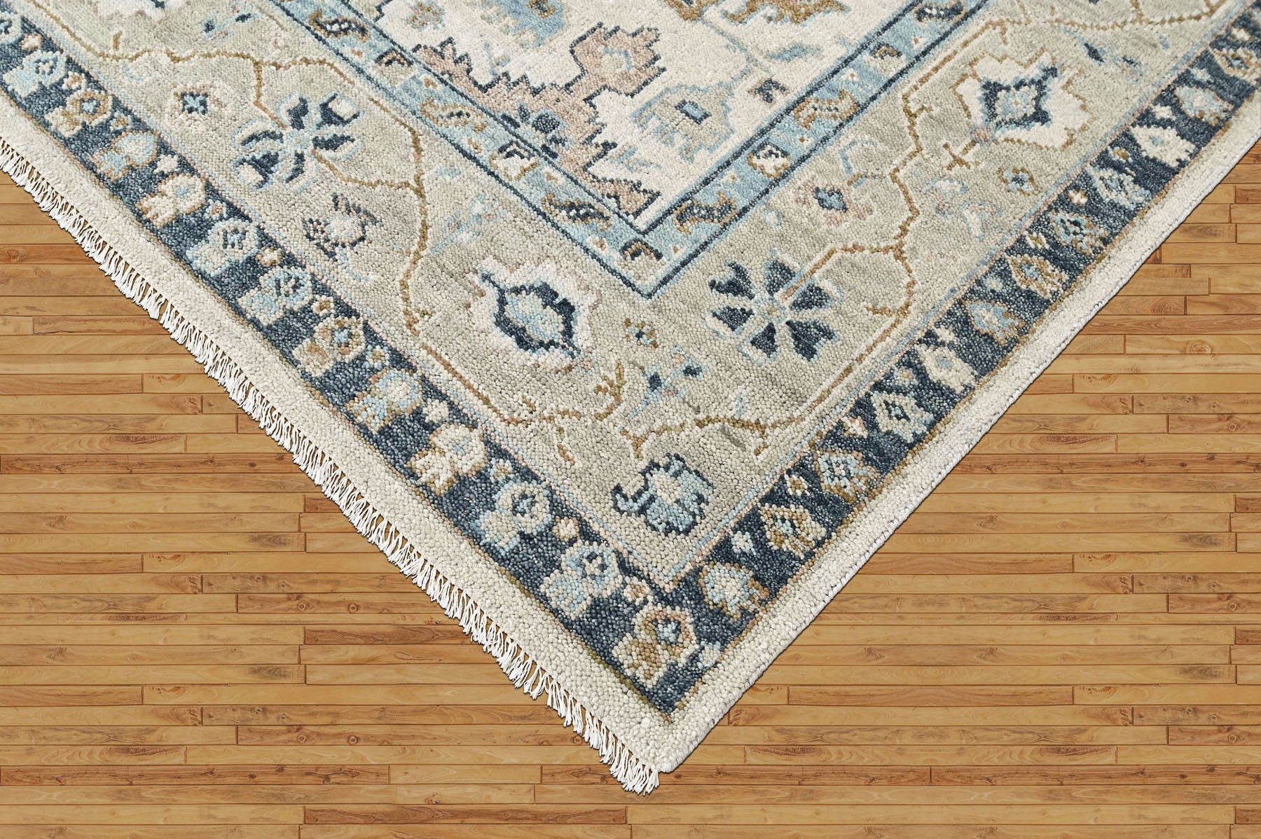 Beige 9x11'11'' Oushak Transitional Hand Knotted Wool Oriental Area Rug