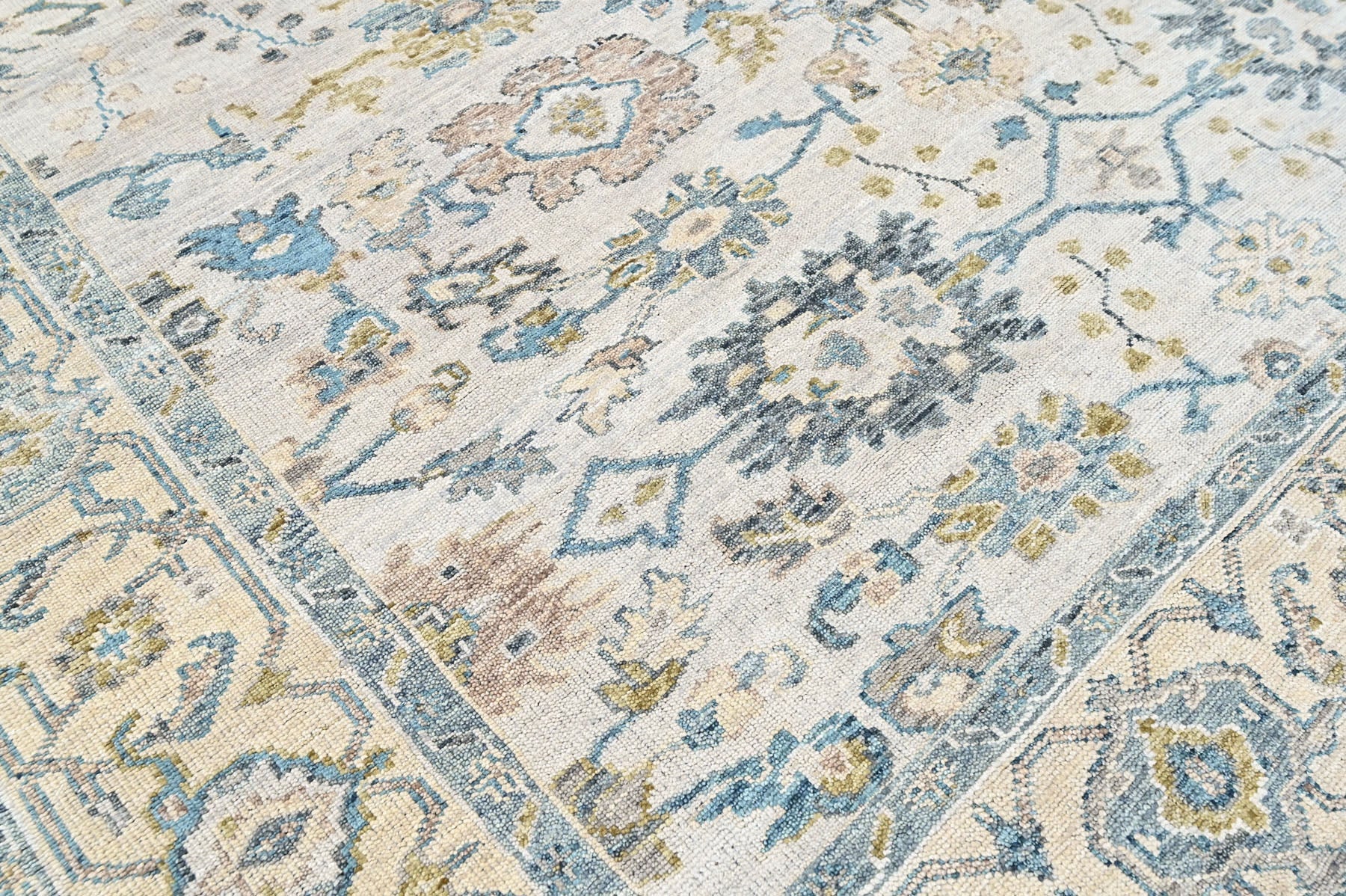 Beige, Slate 9x11'9'' Oushak Transitional Hand Knotted Wool Oriental Area Rug