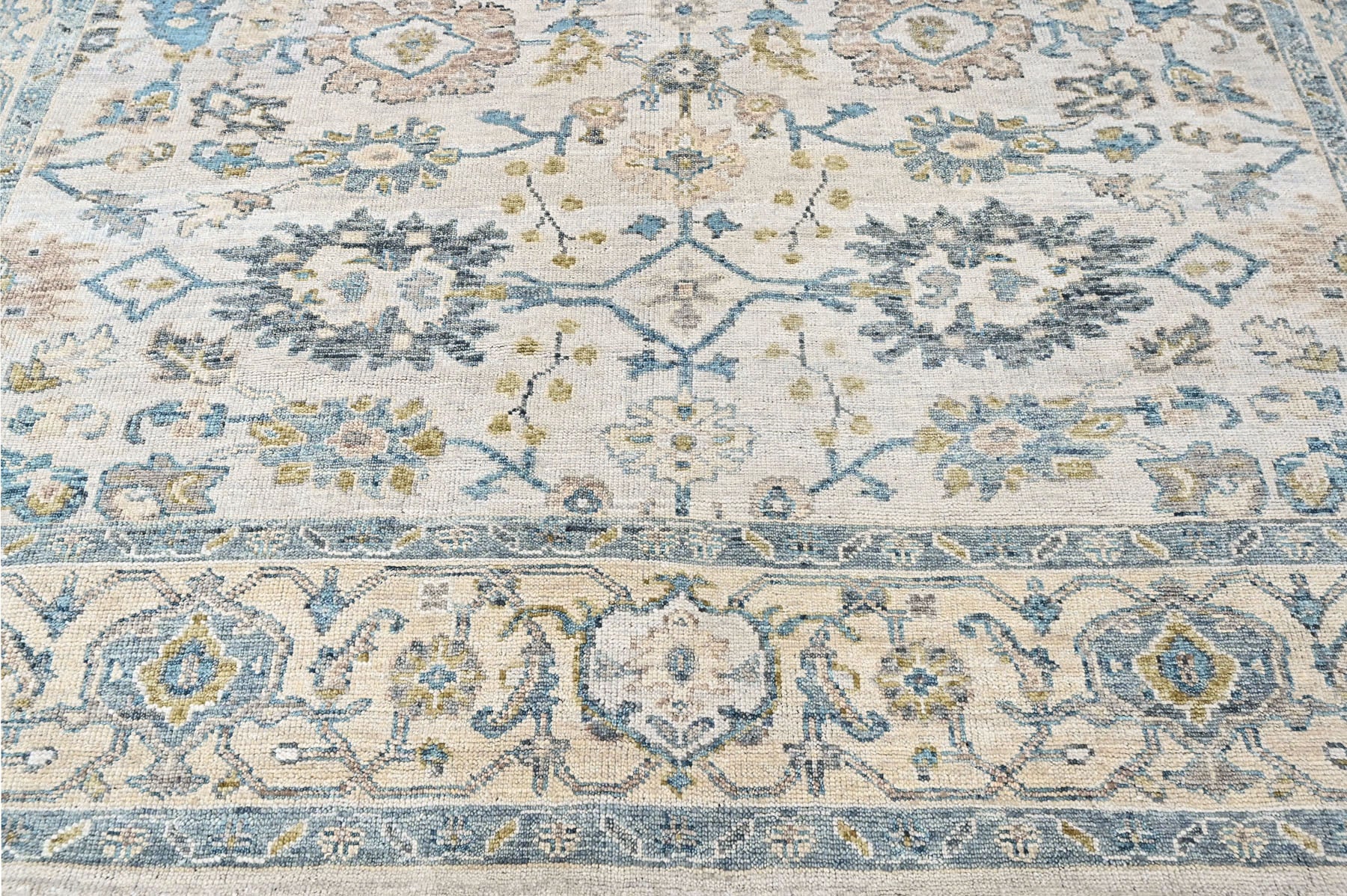 Beige, Slate 9x11'9'' Oushak Transitional Hand Knotted Wool Oriental Area Rug