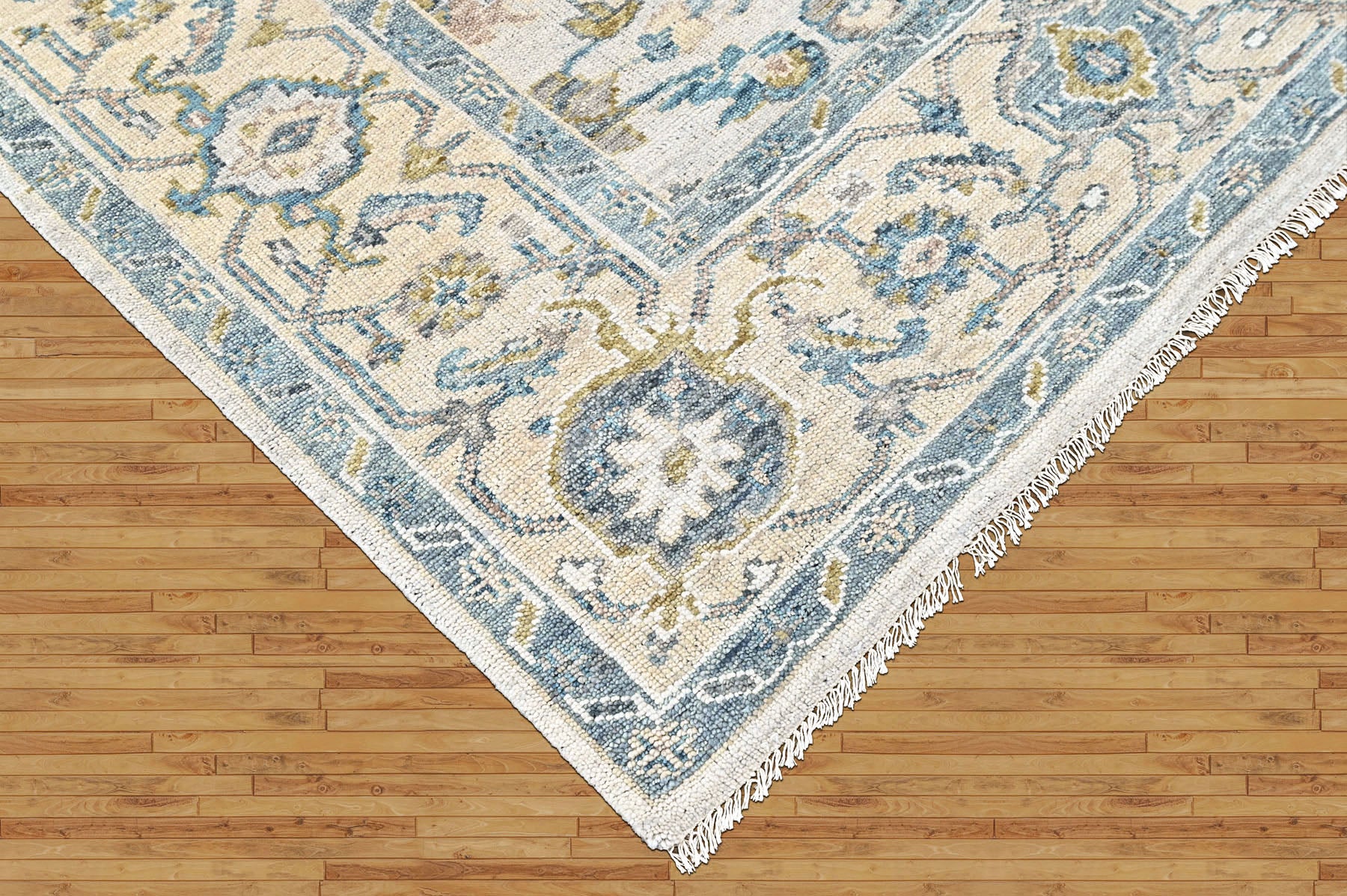 Beige, Slate 9x11'9'' Oushak Transitional Hand Knotted Wool Oriental Area Rug