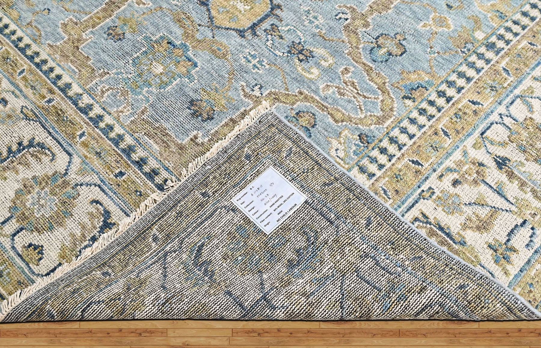 Aqua, Ivory 8'11''x11'11'' Oushak Transitional Hand Knotted Wool Oriental Area Rug