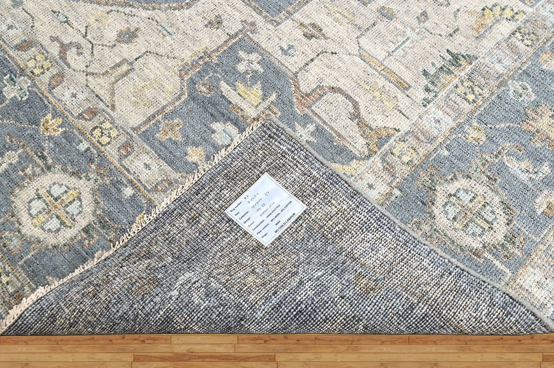 Blue, Beige 8'11''x12 Oushak Heriz Hand Knotted Wool Oriental Area Rug