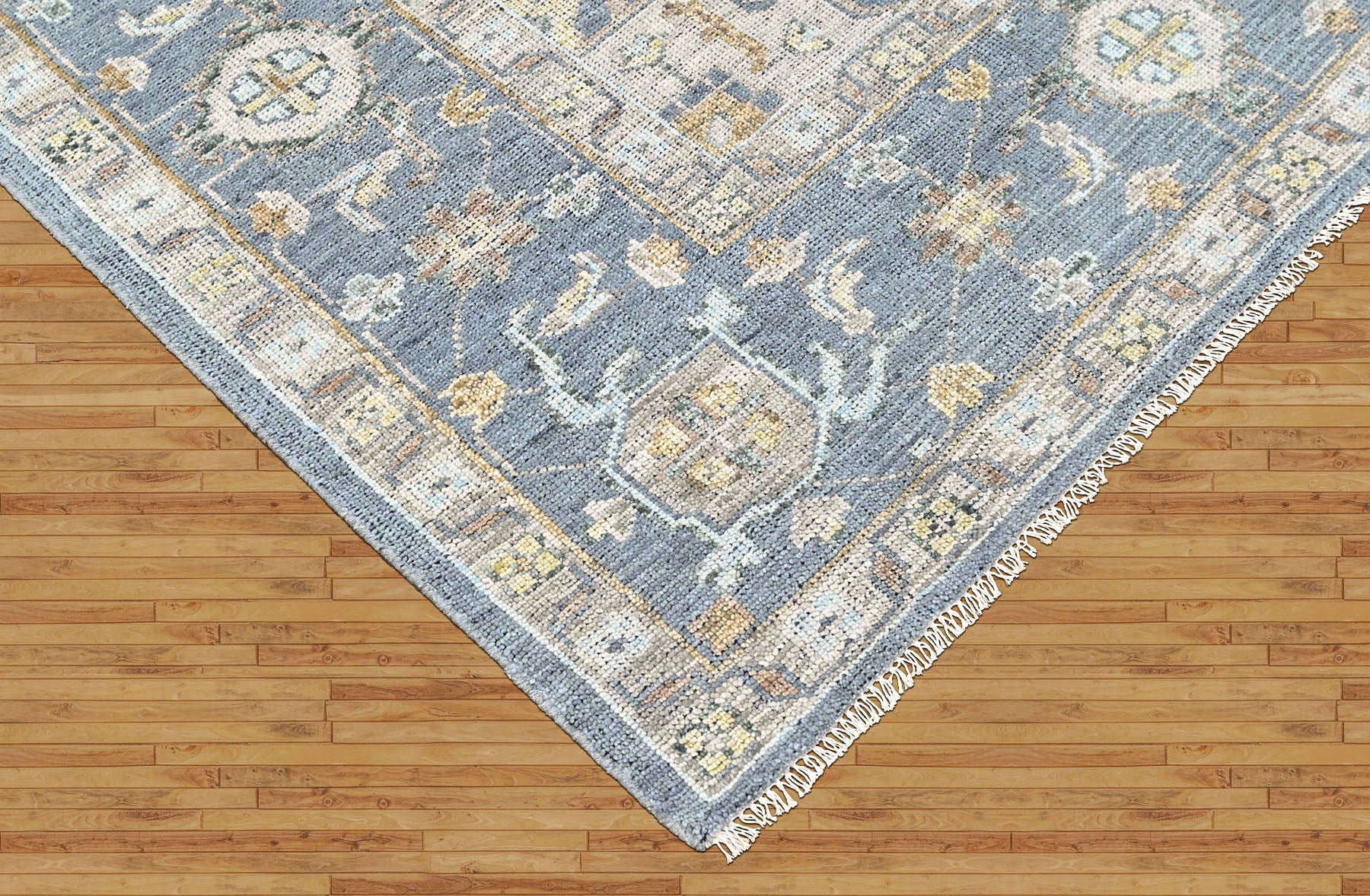 Blue, Beige 8'11''x12 Oushak Heriz Hand Knotted Wool Oriental Area Rug