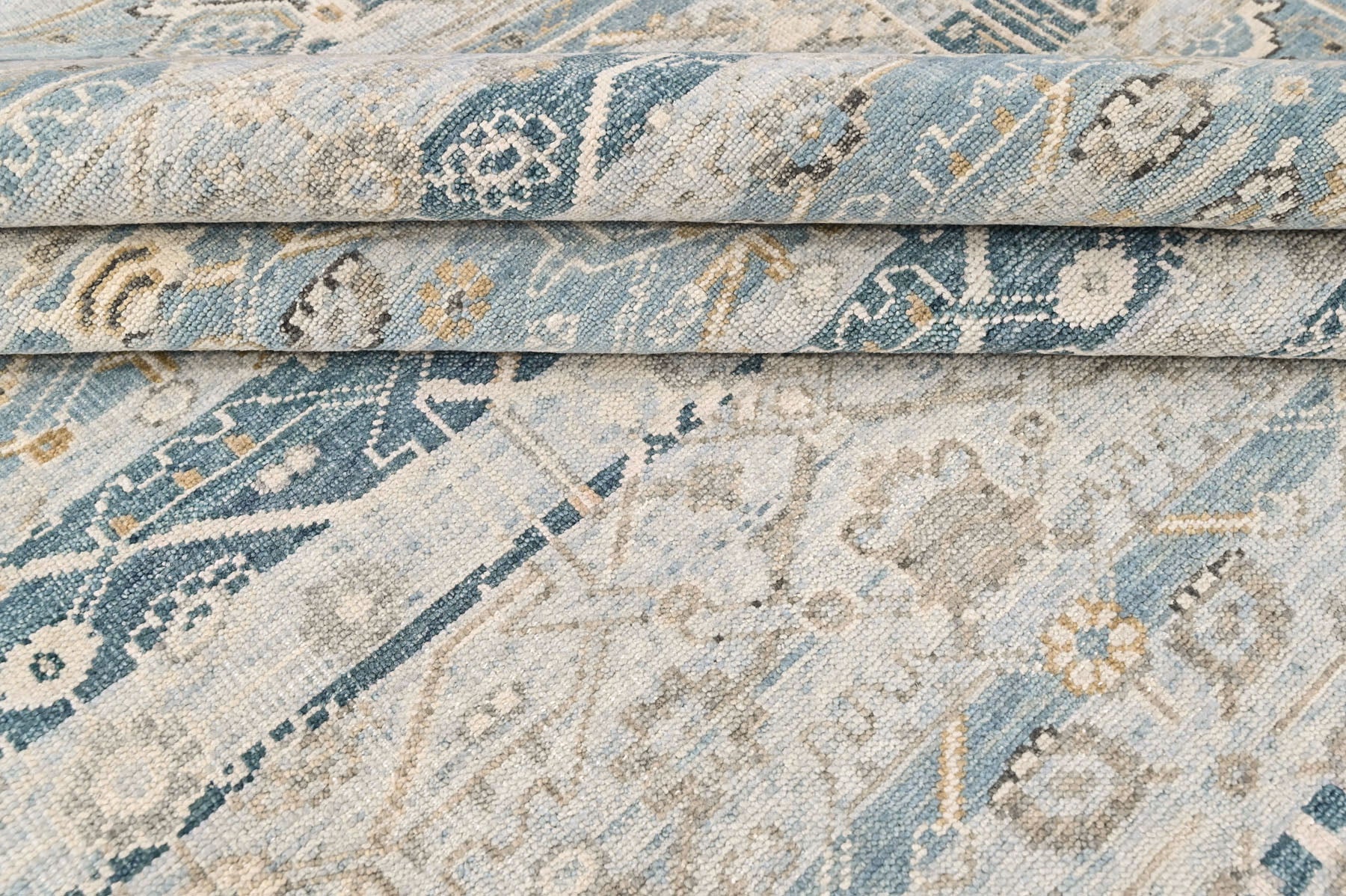 Aqua, Gray 8'6''x11'6'' Oushak Transitional Hand Knotted Wool Oriental Area Rug