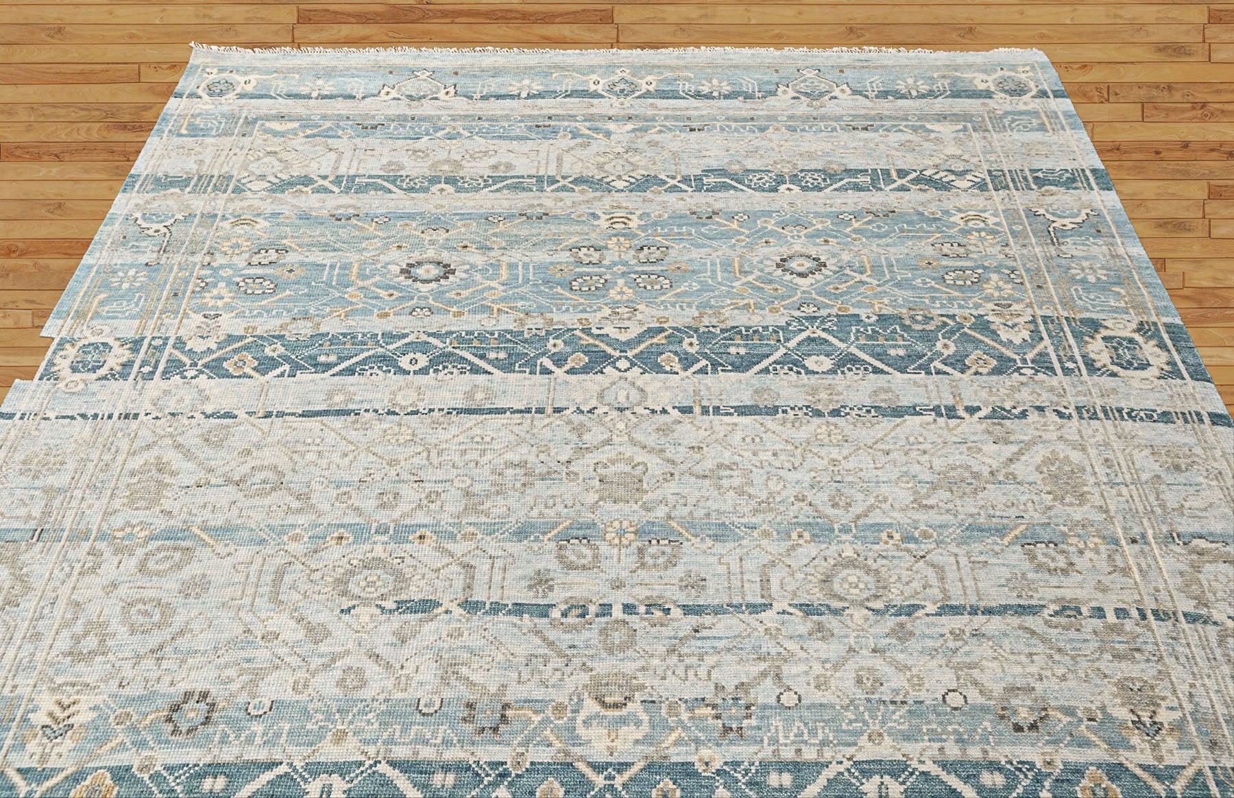 Aqua, Gray 8'6''x11'6'' Oushak Transitional Hand Knotted Wool Oriental Area Rug
