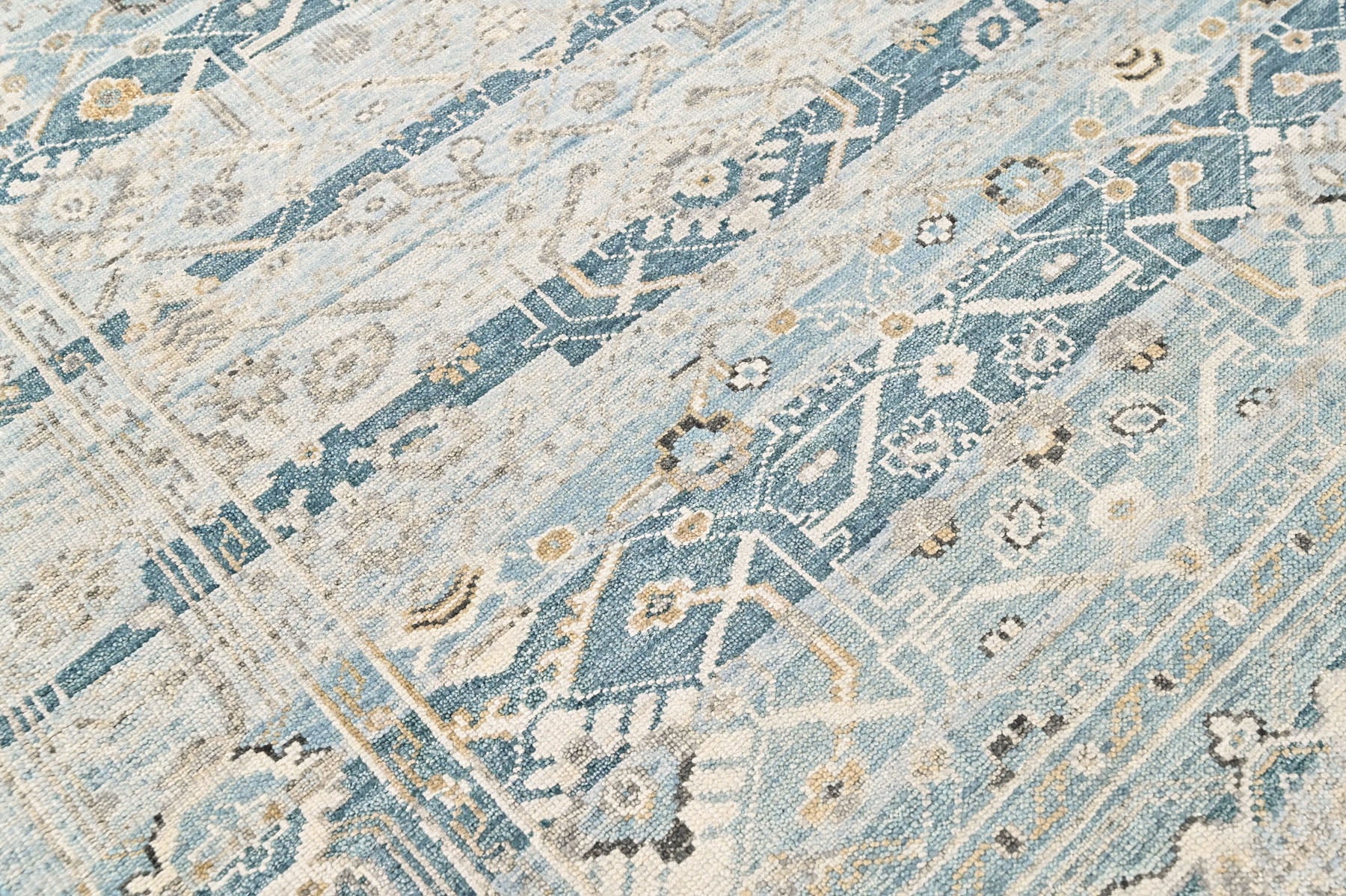 Aqua, Gray 8'6''x11'6'' Oushak Transitional Hand Knotted Wool Oriental Area Rug