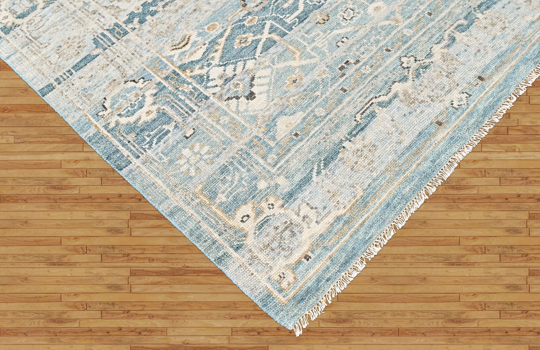 Aqua, Gray 8'6''x11'6'' Oushak Transitional Hand Knotted Wool Oriental Area Rug