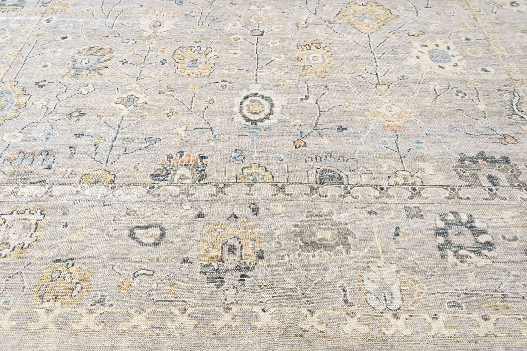Gray Multi Size Oushak Transitional Hand Knotted Wool Oriental Area Rug