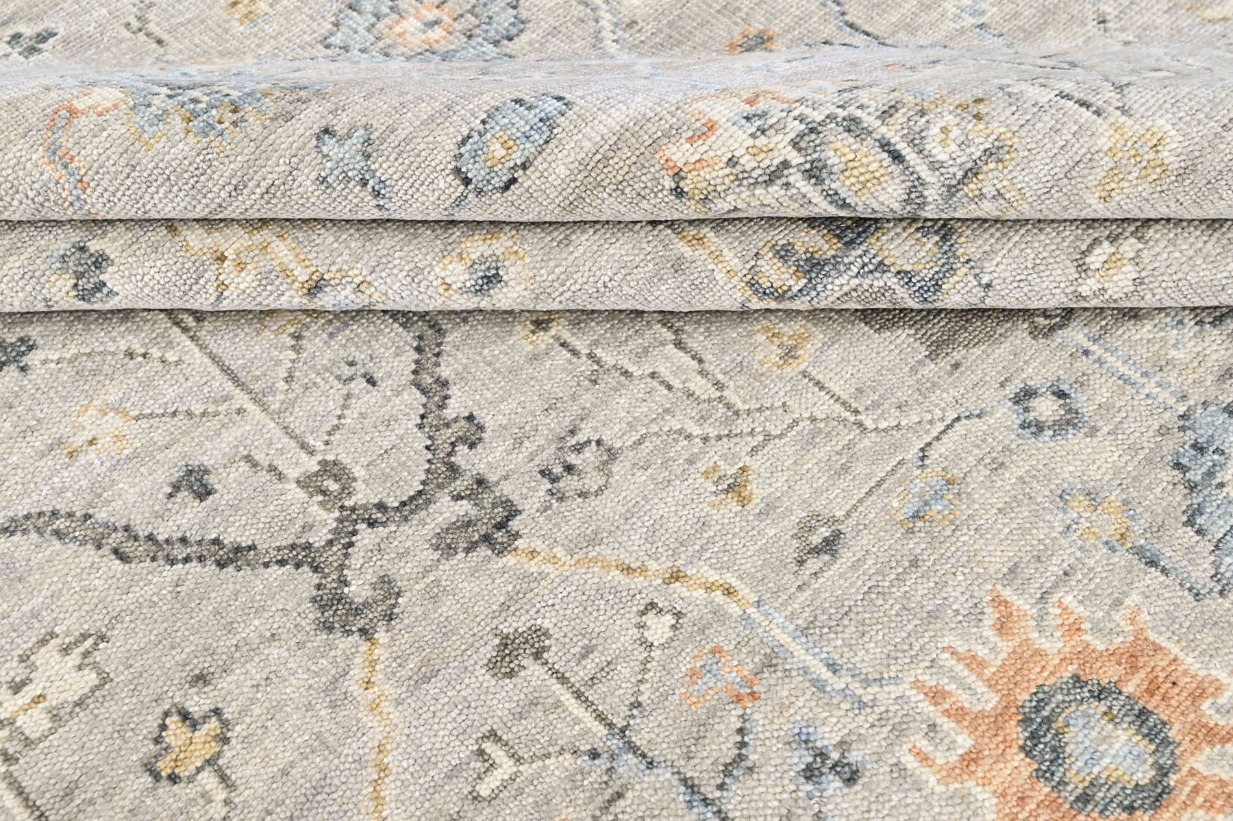 Gray Multi Size Oushak Transitional Hand Knotted Wool Oriental Area Rug