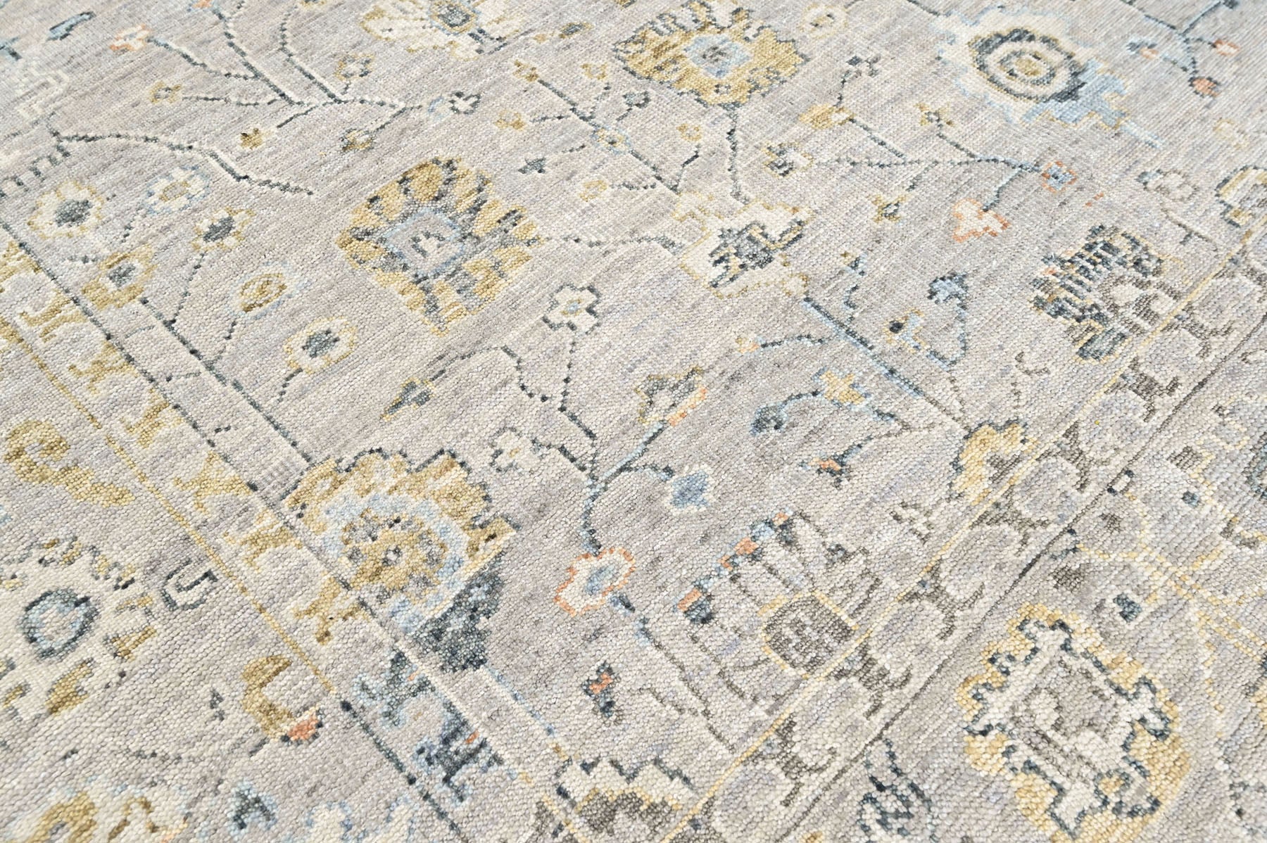 Gray Multi Size Oushak Transitional Hand Knotted Wool Oriental Area Rug