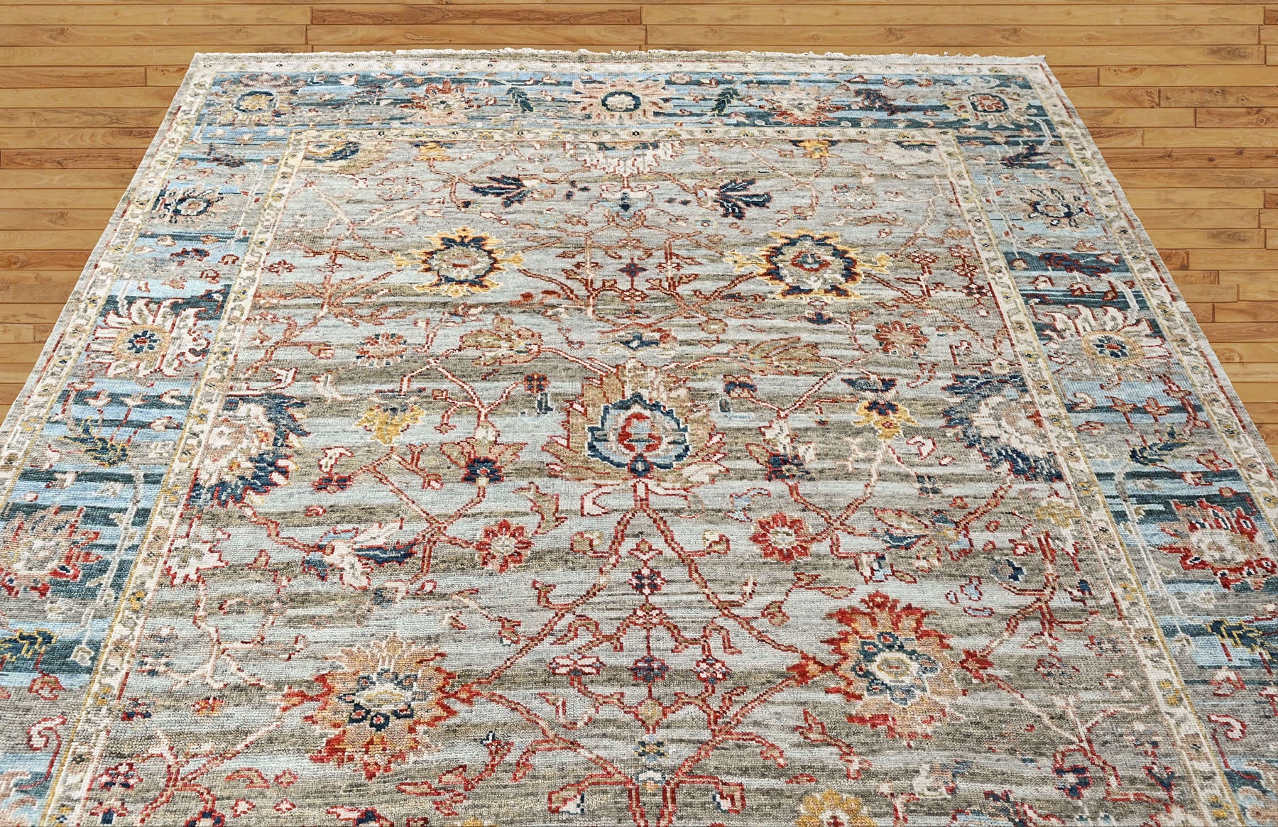 Gray, Slate 9x11'9'' Oushak Transitional Hand Knotted Wool Oriental Area Rug