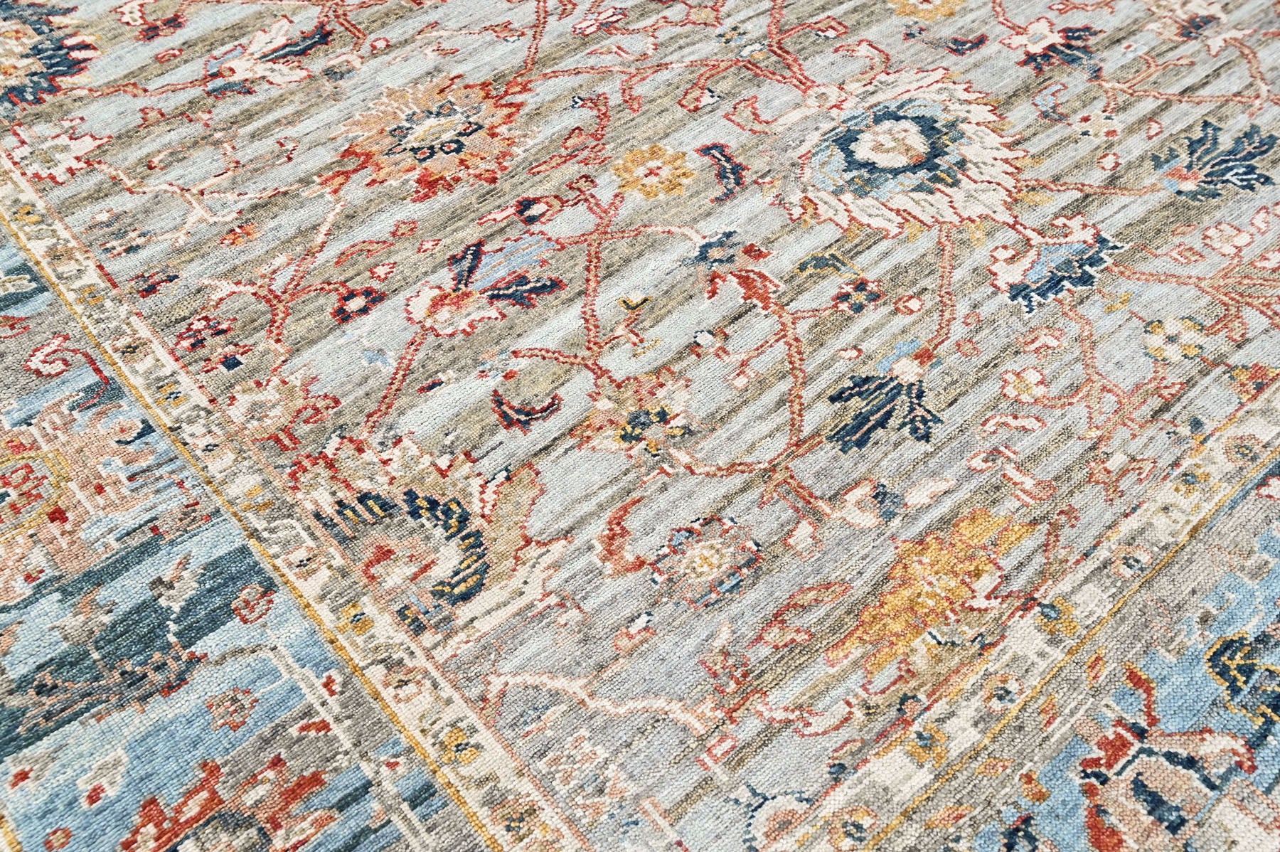 Gray, Slate 9x11'9'' Oushak Transitional Hand Knotted Wool Oriental Area Rug
