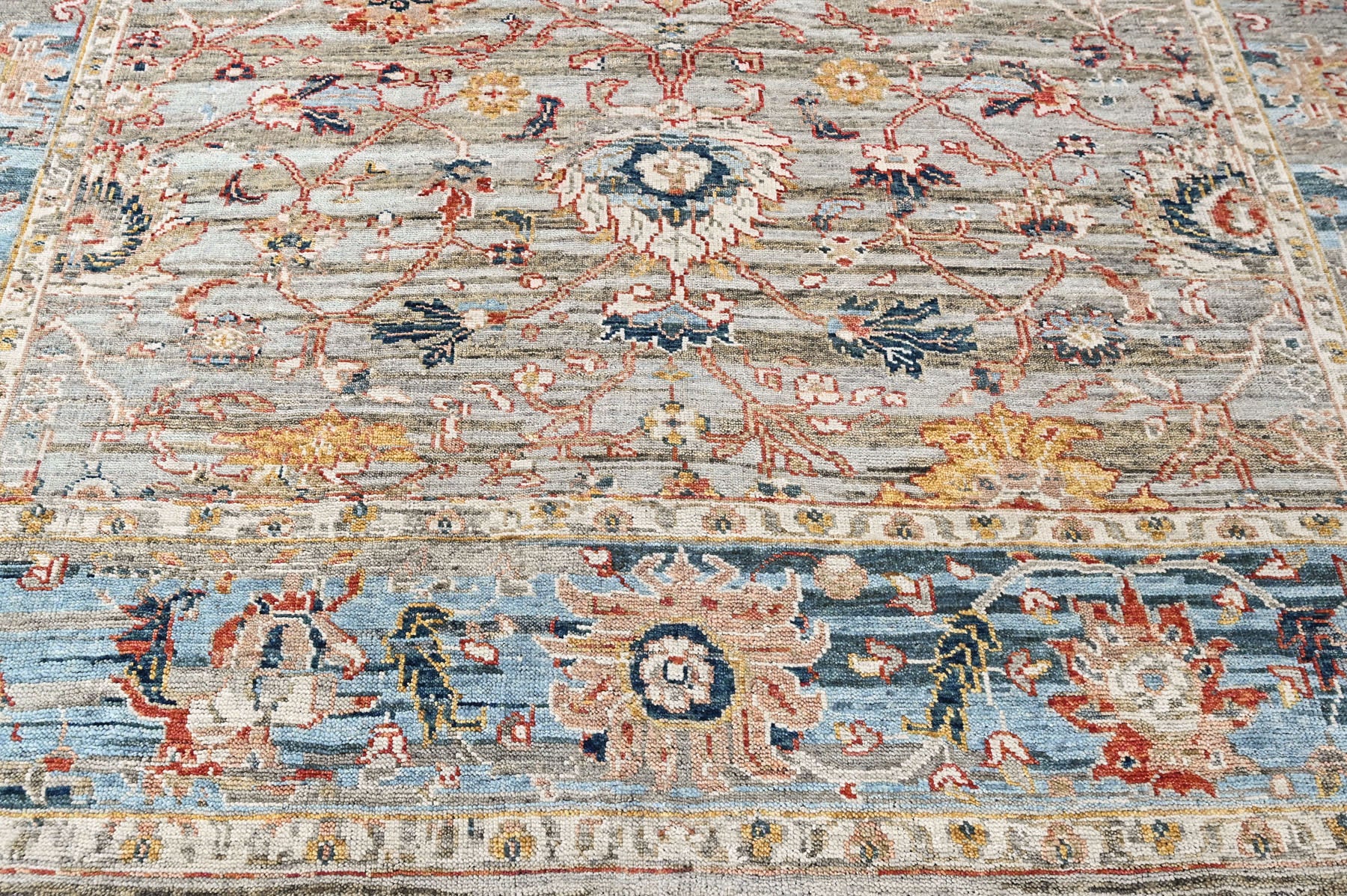 Gray, Slate 9x11'9'' Oushak Transitional Hand Knotted Wool Oriental Area Rug