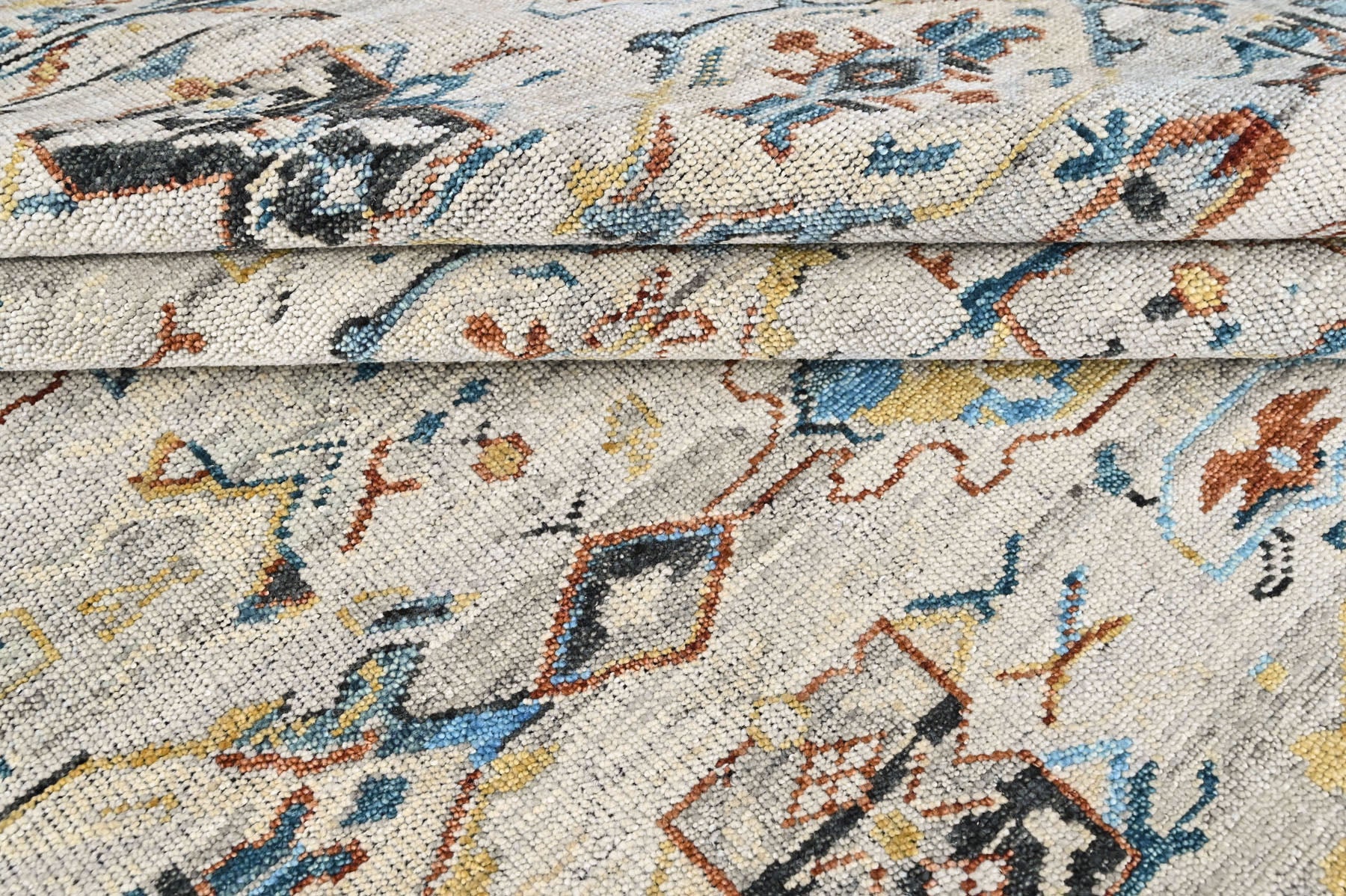 Beige, Slate 9x11'10'' Oushak Transitional Hand Knotted Wool Oriental Area Rug