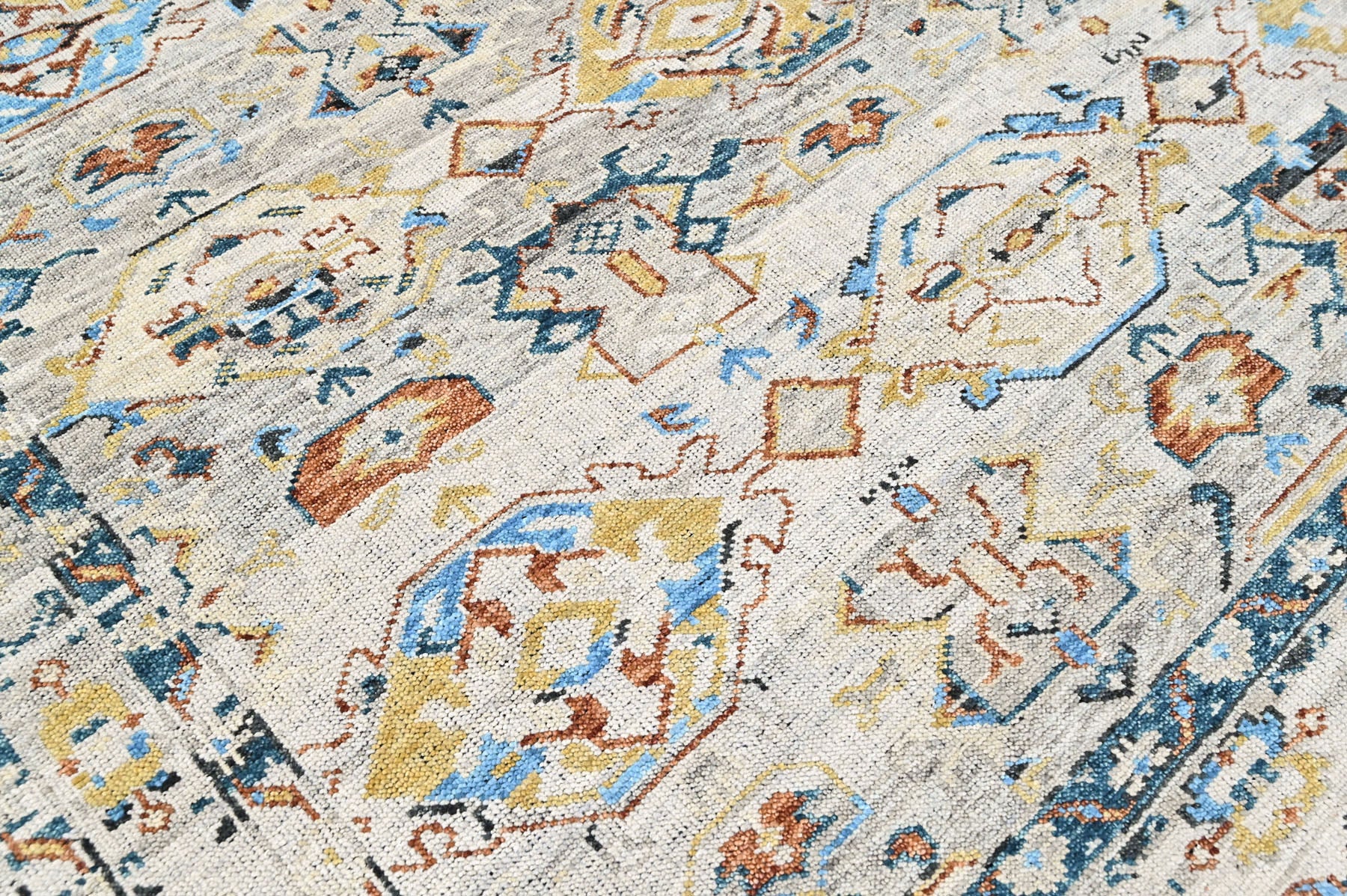 Beige, Slate 9x11'10'' Oushak Transitional Hand Knotted Wool Oriental Area Rug